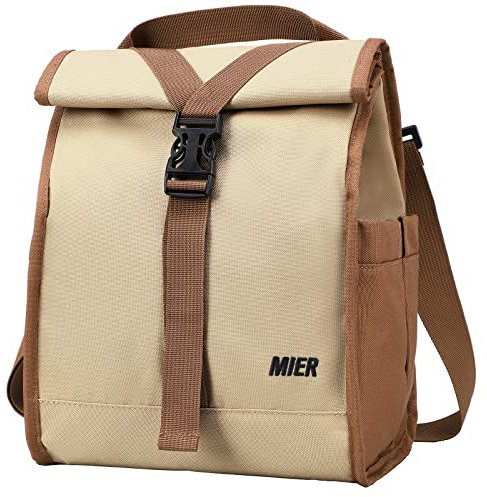 MIER Kühltasche Isolierte Lunchtasche Rolltop-Design für Damen und Herren Praktische Picknicktaschen für Schule, Büro, Reisen Vielseitig Schultergurt und Seitentaschen,Kashi