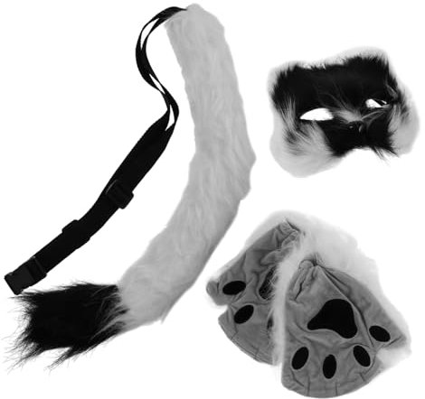 JOINPAYA 1ensemble Masque De Chat Et Renard Fausse Avec Et Queue Accessoires De Cosplay Pour Halloween Et Mascarade
