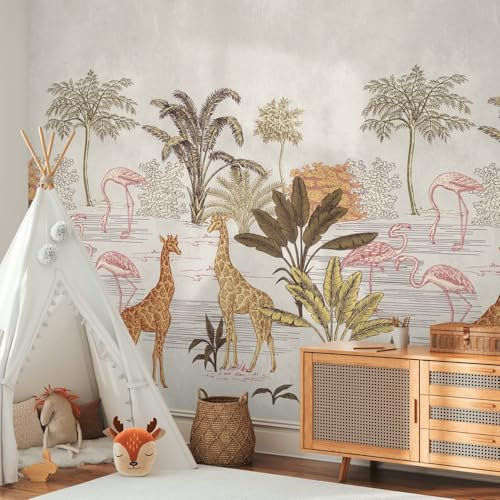 Profhome Kindertapete 398751-GU Vliestapete creme rosa beige braun Fototapete 0,53 m x 8,80 m / 4,45 m2