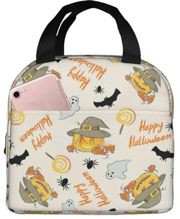 XTYGETY Lonchera reutilizable con estampado de calabaza y búho de Halloween, bolsa de almuerzo aislada para el trabajo y aventuras al aire libre