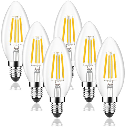 Ziefgn Lot de 6 Ampoules LED Classique E14,équivalent 40 W,Forme Bougie,éclairage Blanc Chaud 2700K,AC 220-240V