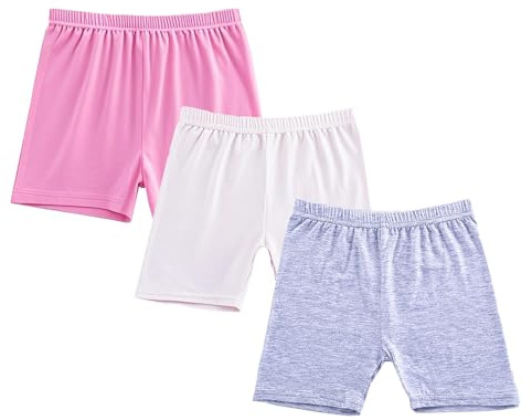 Zzxlw Girls Under Dress Shorts Cycling School Dance Summer Black White Gray Rose Short 9-10 Years Children Breathable Comfortable Leggings 3 Pack 150 for Kids