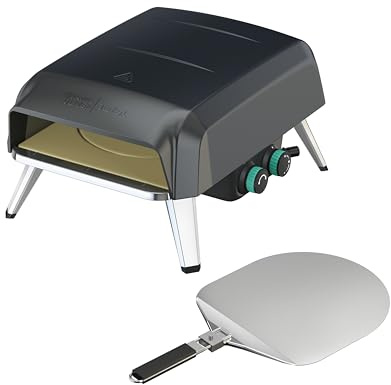 Jamie Oliver by Tefal JM4168D0 - Forno per pizza a gas, con pietra girevole a 360°, design compatto, con pala per pizza e pizza