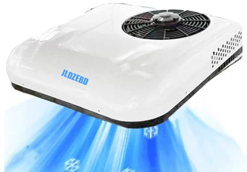 JLDZEBD 12V White Air Conditioner, Caravan Air Conditioner, Remote Control/by Panel; Refrigerant Already Added, Suitable for Spaces Up To 8M²,White,12v 2in1