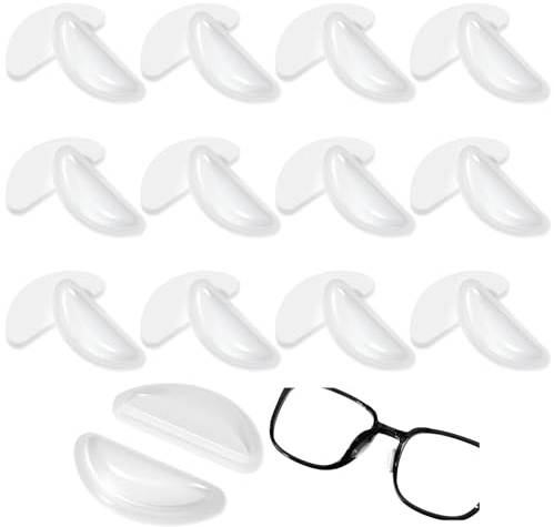 Qulkws 12 Paar Brillen Nasenpads Silikon Kleber Anti-Rutsch Klar Komfort Luftpolster Nasenpads Klebende Nasengriffe für Brillen Sonnenbrillen mit Mikrofasertuch