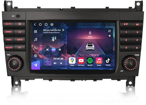 Erisin 7 Inch 8-Core 8GB+128GB Android 14 Car Stereo with Sat Nav for Mercedes C/CLC-Class W203 CL203 S203 G-Class W463 Support Bluetooth 5.1 CarPlay Android Auto WiFi 4G DAB+ DSP DVR SWC Head Unit