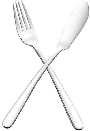 NUOBESTY Teiliges Edelstahl Fischbesteck Fischmesser und Fischgabel aus Rostfreiem Stahl Ergonomisch Geformt für Komfortablen Griff Geeignet für Zuhause Restaurant und Hotelgebrauch