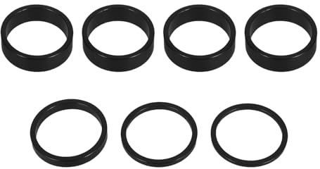 LOORGVEL Kit de 7 Pièces D'entretoises de Casque en Alliage D'aluminium Noir 28,6 Mm pour Fourche de VTT, Installation Stable et Design Empilable pour Cyclisme en Plein Air