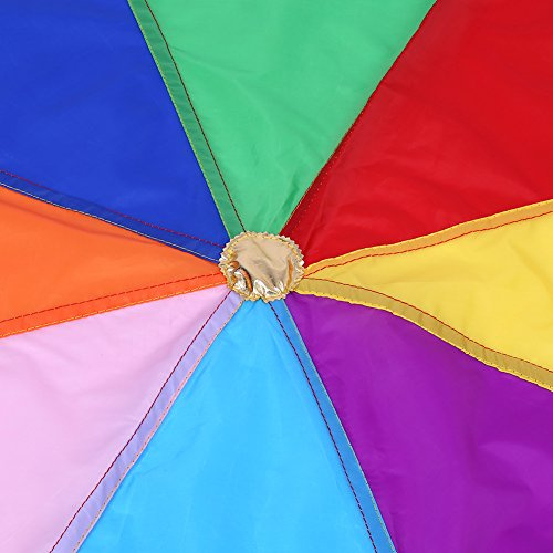 Generic Multicolor Kids Play Outdoor Parachute Toy with 8 Handles 2m Diameter for Teamwork Game, Suitable for Nursery and Junior School Teachers, Made of Oxford Fabric