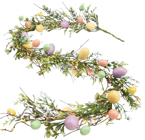 Osterei Dekorationsgirlande | 180 cm Osterkranz Mit Eierdekoration | Künstlicher Frühlingsschmuck Als Girlande | Für Zuhause Innenbereich Party Wand Kamin Treppen Fenster