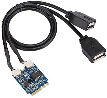 Scheda riser M.2 NGFF a USB, KEY A - E a adattatore di espansione dual USB 2.0, cavo d’interfaccia PCI-E per scheda madre desktop con slot M.2, aggiunge due porte USB per mini peri