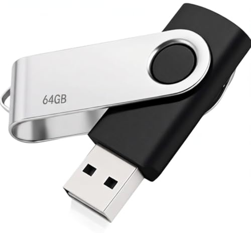 USB Flash Drive 64GB, USB 3.2 Pen Drive for Document and Photo Backups | High Speed Memory Stick for PC, Tablet, Mac, MacBook, Smart Phone, 360 Degree Rotating Lidless Design