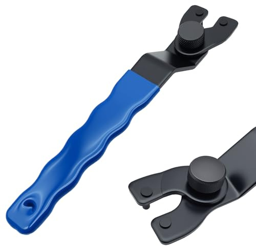 XYQMLY Angle Grinder Adjustable Spanner, Universal Grinder Wrench 10-52mm Lock-Nut Pin Key Wrench with Non-Slip Plastic Coated Grip, Angle Grinder Spanner (Blue Black)