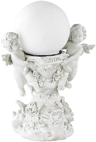 Lunartec Statue e sculture da Giardino - Solare Angelo: Lampada Decorativa Angel Children con Sfera LED Solare (Illuminato Angelo, Luci tombali, Giardino Illuminazione)