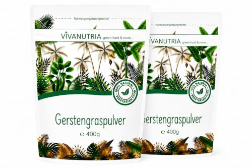 VivaNutria reines Gerstengras Pulver 800g I ohne Zusätze I Rohkostqualität I aus jungen Gräsern I 160-Tages-Packung I 100% Gerstengras gemahlen für grüne Smoothies I Superfood I vegan