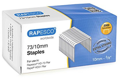Rapesco 1260 Typ 73/10 mm Kraftig Galvaniserad Häftklammer, Låda med 2000