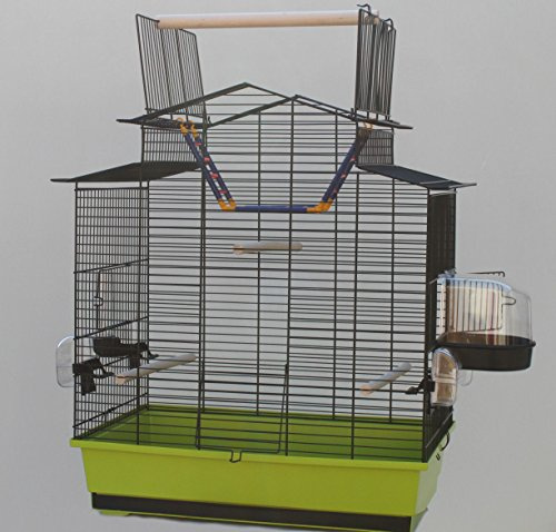 Grüner Vogelkäfig IZA III Cabrio Wellensittichkäfig,Exotenkäfig,Vogelkäfig Vogelbauer Wellensittich Kanarien Voliere Vogelhaus Käfig incl. Badehaus und Trinkröhrchen …