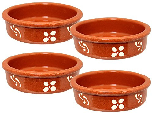 Ceramica Edgar Picas Set of 4 Vintage Portuguese Traditional Clay Terracotta Crème Brûlée Dish Made In Portugal
