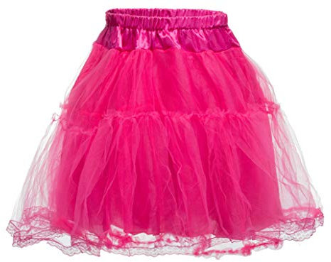 Brandsseller Damen Tutu/Petticoat/Tüllrock/Unterrock / 50 cm/Satinbund/Spitzensaum - Größe: Unisex - Farbe: Pink