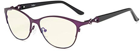 Eyekepper Computer-Lesebrille,Blaulichtfilter-Lesegerät,stilvolle ovale Cateye-Lesebrille Damen,Lila+0.75