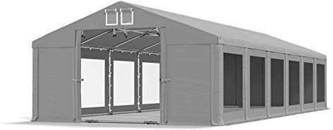 Das Company Tenda per Feste grigio 6x12m Finestre Trasparenti Impermeabile 580 g/m2 PVC Costruzione Summer Plus sul Fondo e Rinforzi Tetto