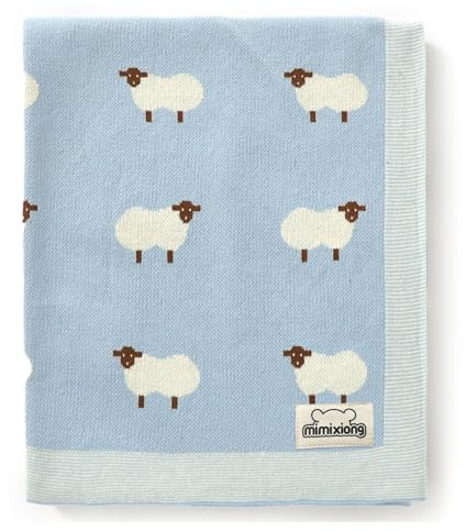 mimixiong Coperte per neonato in maglia di cotone 100%, 80 x 100 cm per neonato (Blu)