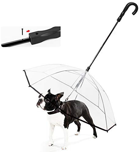 PJDDP Hund Regenschirm Pet Regenschirm Mit Leine, Assembled Folding Puppy Doggy Regenschirm, Transparent Regen Proof Snow-Proof-Regenschirm Für Kleine Hunde Haustiere Mit Flexiblen Stiel