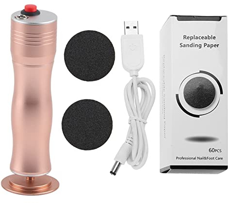 Professional Foot Scrubber, Electric Callus Remover USB Charging Callus Remover Pedicure Care Tool Foot File Hard Skin Remover Electric Foot File Hard Skin Remover(Roségold)