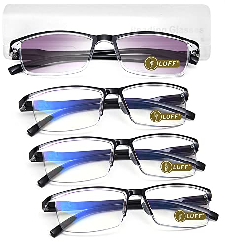 LUFF 4Pcs Anti-Blue-ray Reading Glasses Portable Ultra-Light Readers(1.5X)
