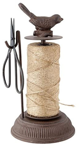 Garden Twine Dispenser Cast Iron Bird Jute String Holder with Scissors | Recycled Metal, Antique Brown, Potting Shed, Greenhouse, Gardening Gift