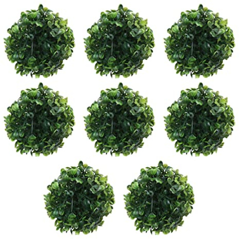 GANAZONO Bola de hierba artificial para colgar hojas verdes, bolas de hierba falsa, decoración de jardín, 8 unidades, 12 cm