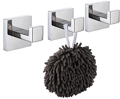 KOKOSIRI Ganchos para toallas, accesorios de baño, accesorios de hierro, ganchos para albornoces, acero inoxidable, 3 unidades, ganchos de pared, cocina, hogar, cromo pulido B1010CH-P3