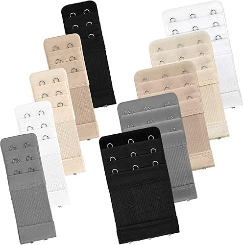 Bigqin BH-Verlängerung, elastische BH Erweiterung 3 Haken Bra Extender Verlängerung mit 2 Haken - 10 Stück