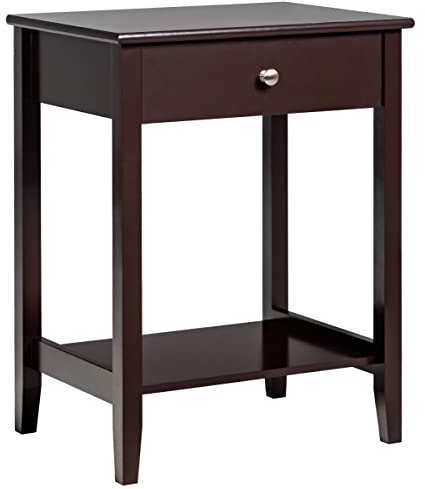 GIANTEX Beistelltisch Nachttisch mit Schublade, Nachtschrank 2 Ebenen, Nachtkommode Nachtkonsole offenem Regal, Sofatisch Couchtisch Flurtisch Telefontisch für Wohnzimmer Schlafzimmer (braun, 1 Stück)