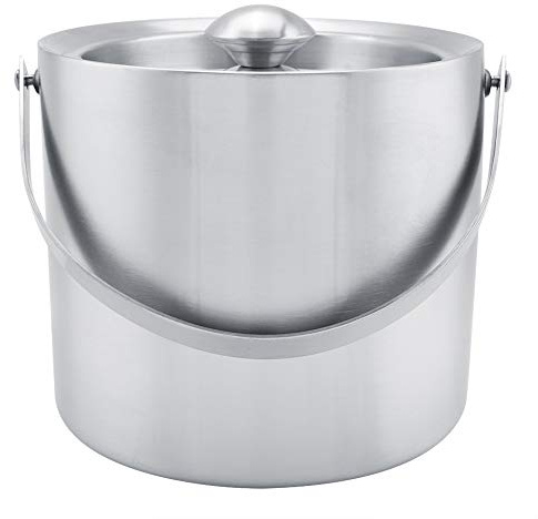 3L Eiswürfelbehälter mit Deckel, Edelstahl Eiskübel Doppelwandiger Isolierter Champagner-Eimer, Eisbehälter, Eiskübel für Eiswürfel, Eiseimer für kalte Getränke, Bier, Sekt, Wein