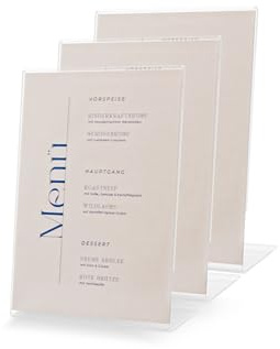EH Design A4 Acryl Aufsteller 3 Stück – Kristallklarer Tischaufsteller – L-Ständer mit polierten Kanten – Für Gastronomie, Büro, Hochzeit & mehr – Made in DE