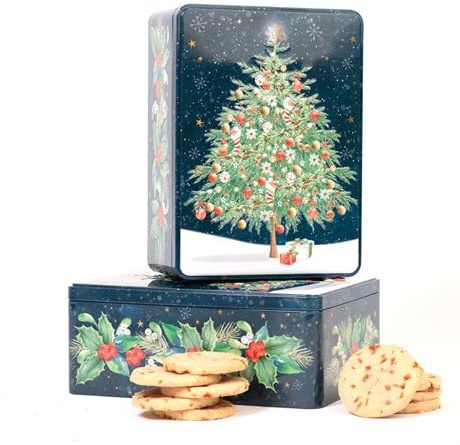 Farmhouse Luxury Salted Caramel Biscuits in Christmas Tree Retangle Gift Tin - 400 Grams, Perfect for Gifting | Merry Christmas Biscuits | Mothers day, Fathers Day, Christmas Day, All Occassions