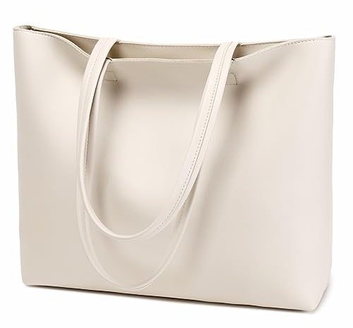 MEEGIRL Damen-Tragetaschen, einfache PU-Leder-Handtaschen, Arbeit, Schule, Einkaufstasche für Damen, mit Reißverschluss und Innentasche