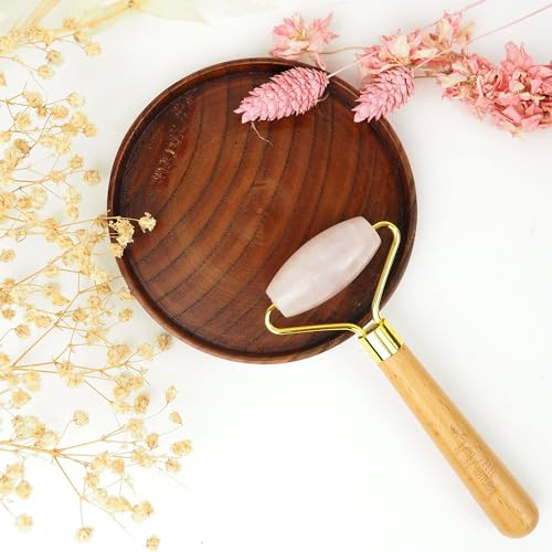 Feel Natural – Roller Gua Sha masaje facial – Cuarzo rosa natural – Para un tono suave, tonificado y refrescado – Idea de regalo para mujer – Unidad: 1