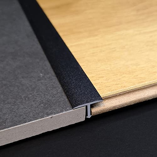 Tira de transición de suelo de vinilo negro, moldura en T de 2,2 cm de ancho Umbral de aluminio for moqueta/baldosa, reductor de entrada extra largo de madera a baldosa ( Size : Length 125cm/49 in )