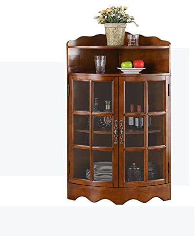 MOOWI Weinschrank Eckiger dreieckiger Aufbewahrungsschrank aus Weinholz mit Zwei Türen und verstellbarem Regal for Badezimmer, Wohnzimmer, Esszimmer oder Küche Barschrank (Size : L, Color : A)