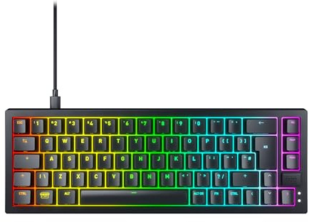 CHERRY XTRFY K5V2 Compact, Mechanical 65 Percent Gaming Keyboard, UK Layout (QWERTY), Hot-Swap Keyboard, CHERRY MX2A RED SWITCHES, Black
