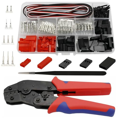 Didamx 50 juegos de conectores servo JST macho hembra y kit de cable con herramienta de crimpado compatible con aviones modelo Hitec, Futaba, Spektrum y coches RC