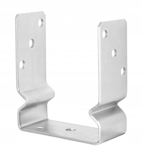BK Shop Pfostenträger U-Form Prägung zum Aufschrauben - 101 x 150 x 60 mm | Stützenfuß 101 x 150 x 60 mm, Pfostenanker Verzinkter Stahl 4 mm, Bodenanker für Holzpfosten