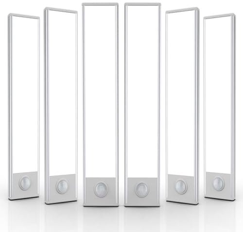 6 Pack Under Cabinet Lights Wireless, 40 LED Motion Sensor Light Indoor Rechargeable Magnetic Closet Lights Battery Operated, Under Counter Lights for Kitchen, Wardrobe, Hallway, Stairs