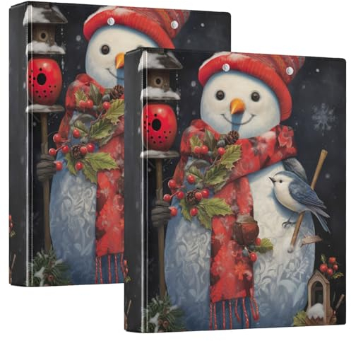 Ringbuch mit weihnachtlichem Schneemann und Wintervogel, A4, 3,8 cm, für College, 2 Stück