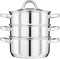 Cooks Professional 3 Tier Stainless Steel Steamer Pan | Durable Vegetable Steam Cooker Pots with Glass Lid, Vent & Twin Handles | Suitable for All Hobs Inc Induction | Dishwasher Safe | 20cm Diameter