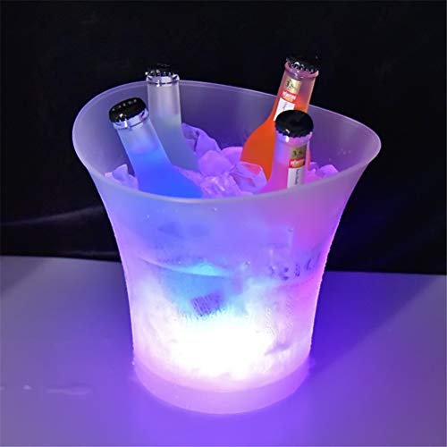 WUYUNTIAN Ice Bucket,7 Color Gradient LED Ice Bucket Color Bars Nightclubs LED Light Up Champagne Beer Bucket Bars Night Party Waterproof 5L