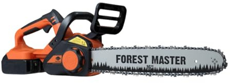 Forest Master FM-CHSW16 16in Cordless Chainsaw with Battery | 16-Inch Chainsaw Bar, Cordless Battery Operation, Brushless Motor, 14.5m/s Chain Speed, Auto Chain Tensioner
