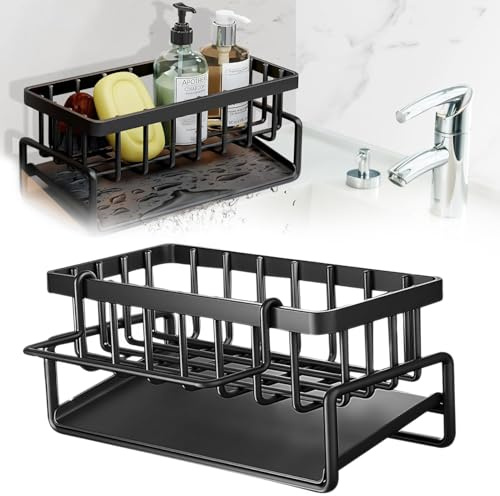 Esshogo Organizer Cucina, Porta Stracci Cucina Nero, Portaspugna Cucina Lavello, Accessori Cucina, per Spugne, Spazzole, Detersivi, Porta spugna cucina, Organizer lavello